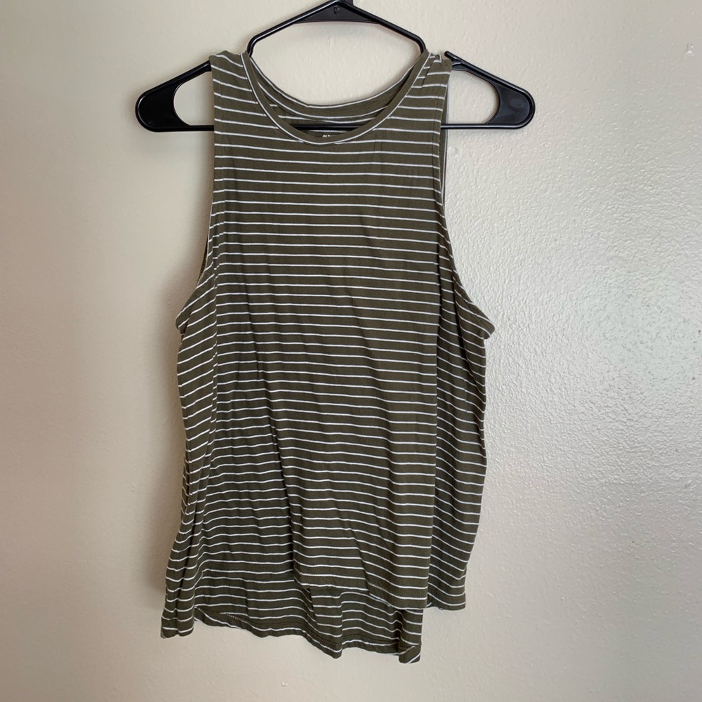 Old Navy olive & white tank